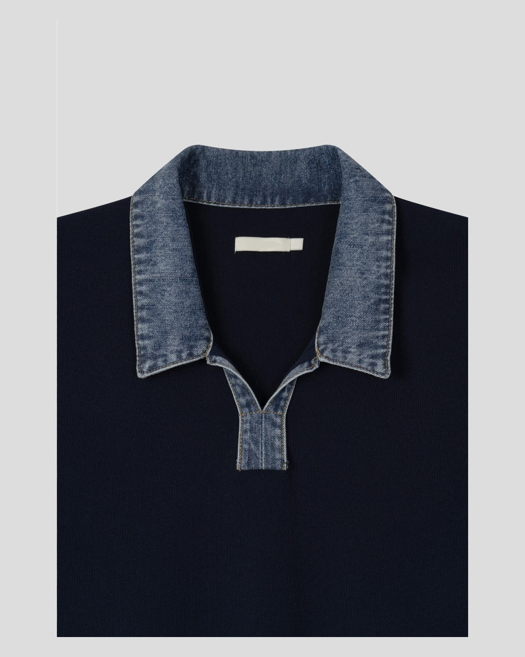 (M's) Denim Collar Half Knit
