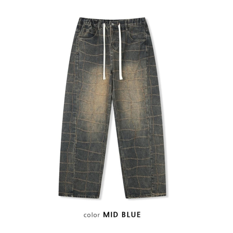 (UNISEX) Net Check Wide Denim