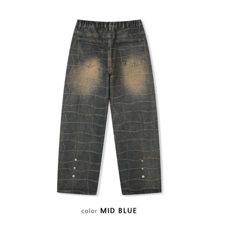 (UNISEX) Net Check Wide Denim