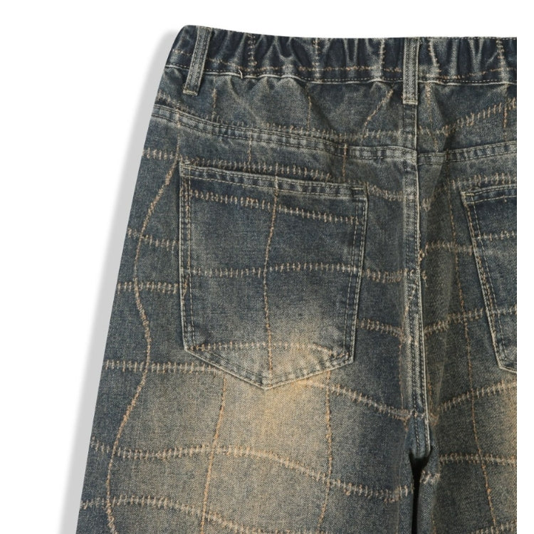(UNISEX) Net Check Wide Denim