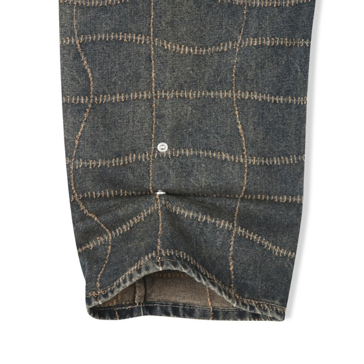 (UNISEX) Net Check Wide Denim