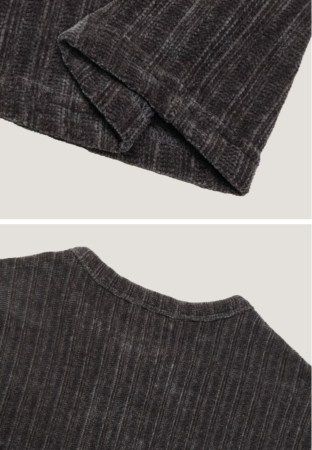 (M's) Ribbed Velour Henry-neck T-shirt