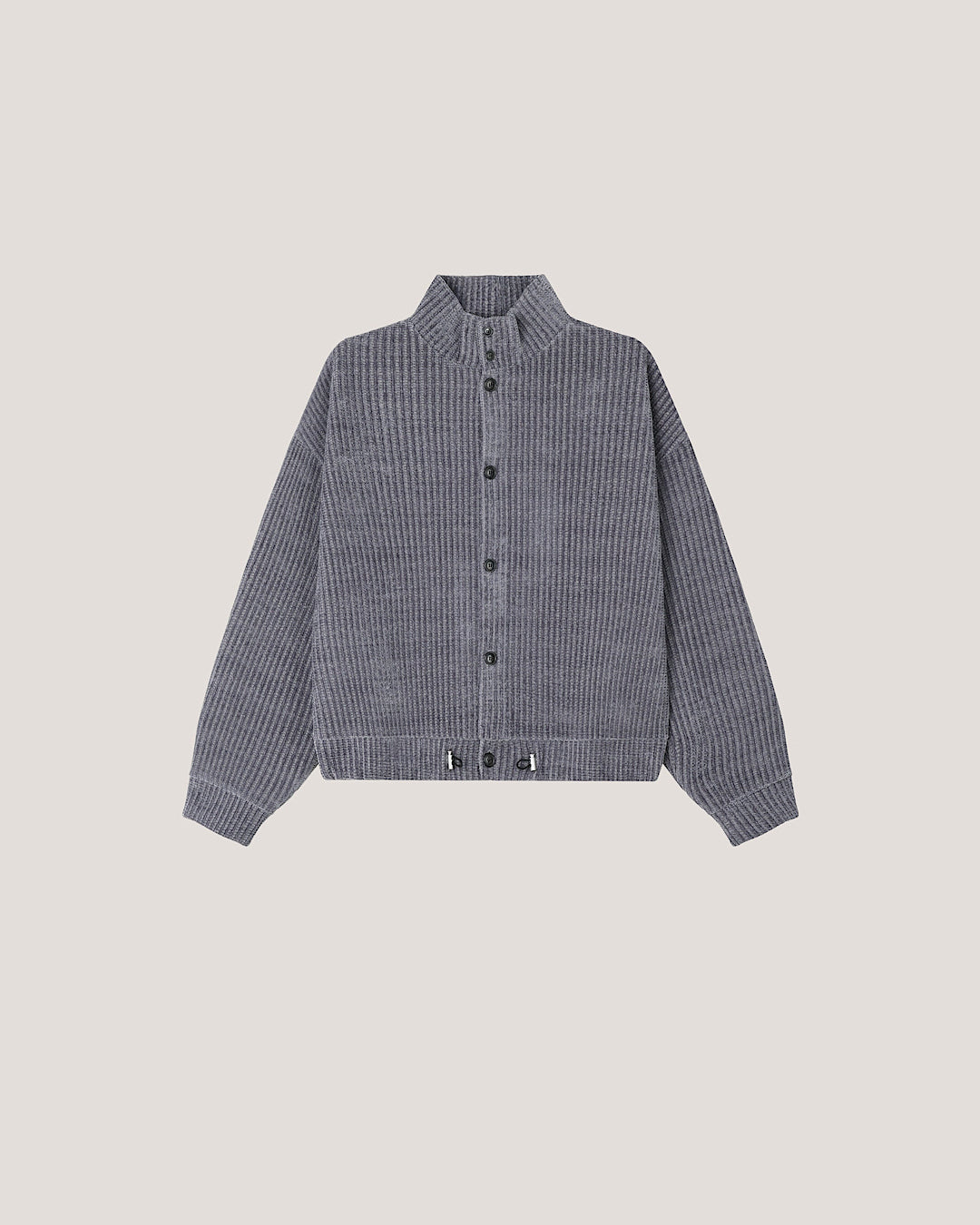 (UNISEX) Velour High Neck Cardigan