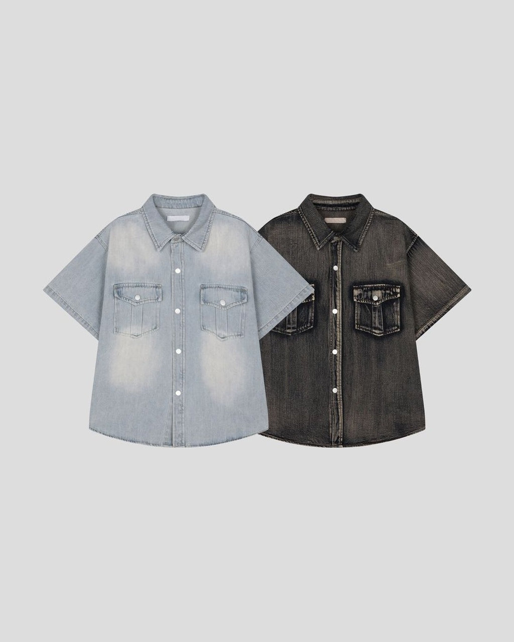 (UNISEX) Slub Denim Over Shirts
