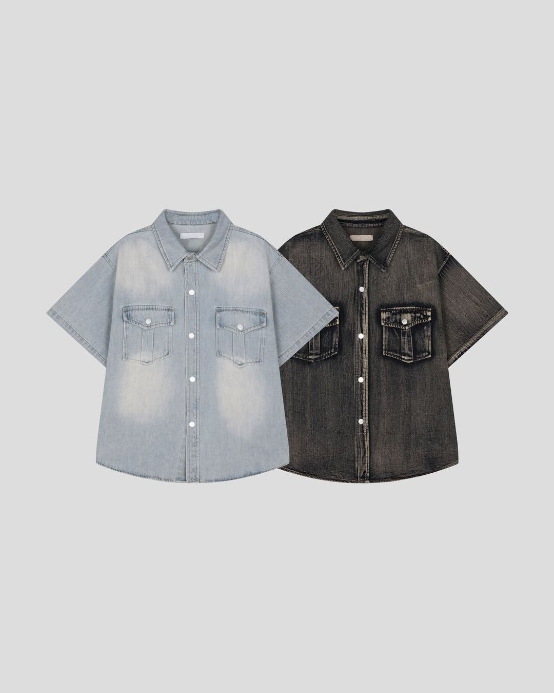(UNISEX) Slub Denim Over Shirts