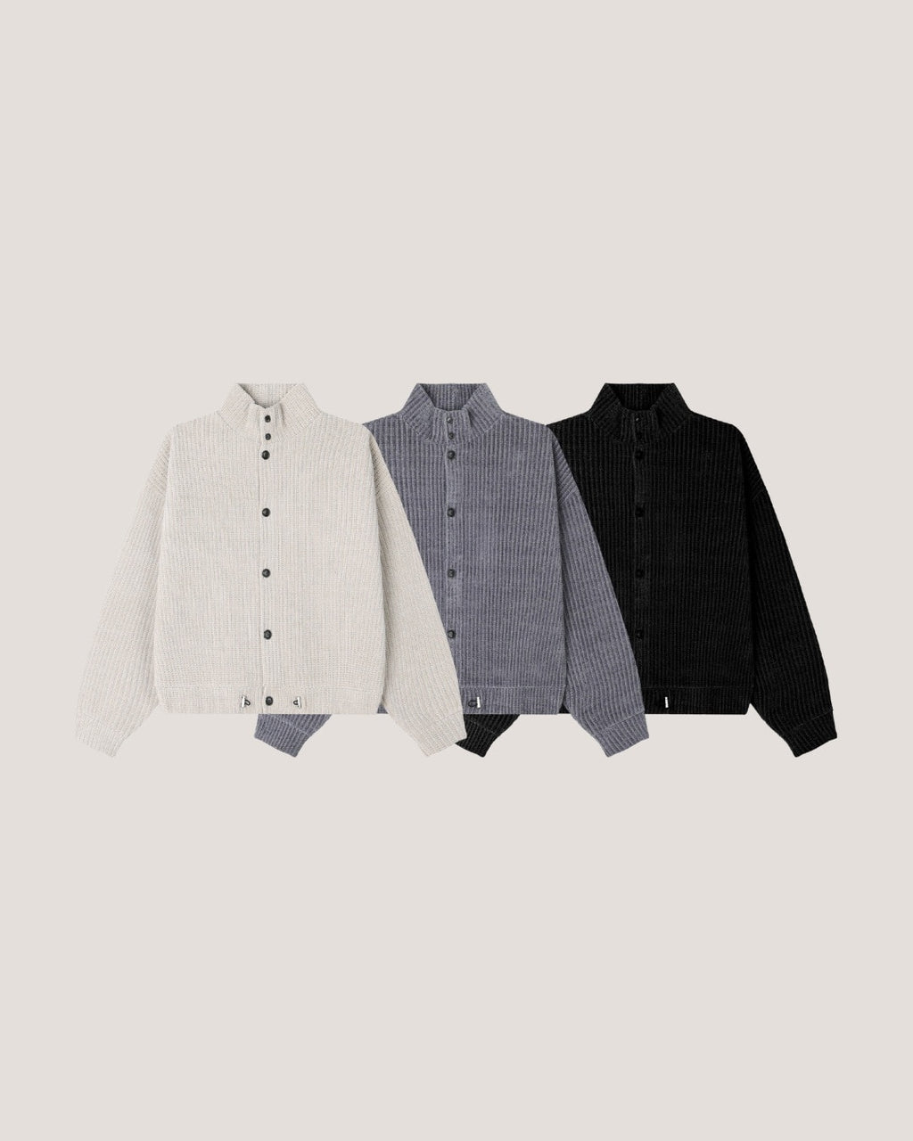 (UNISEX) Velour High Neck Cardigan