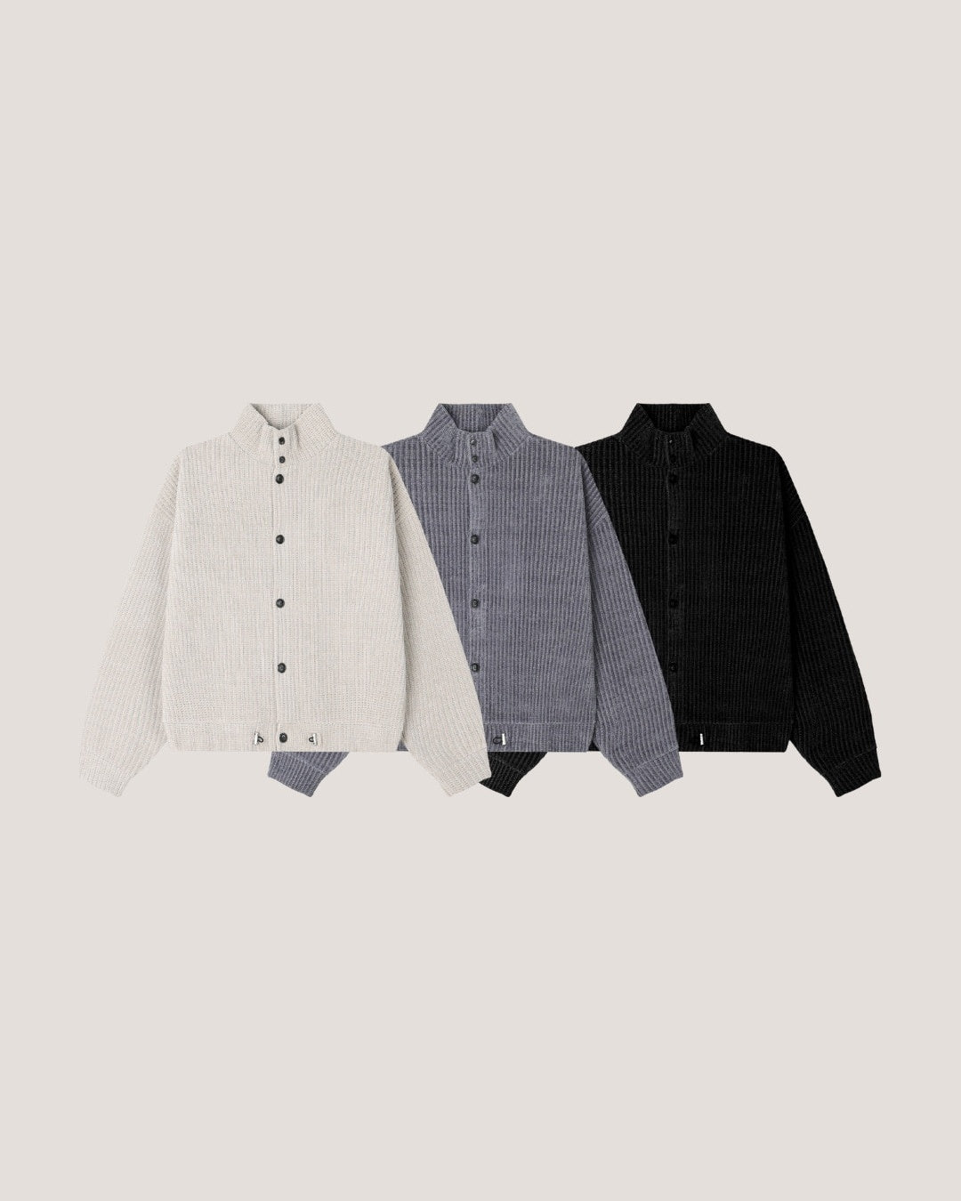 (UNISEX) Velour High Neck Cardigan