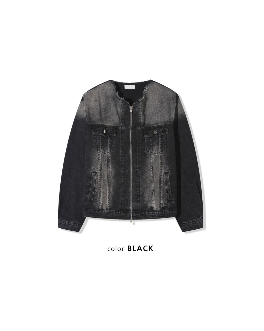 (UNISEX) No-Collar Over Denim Jacket