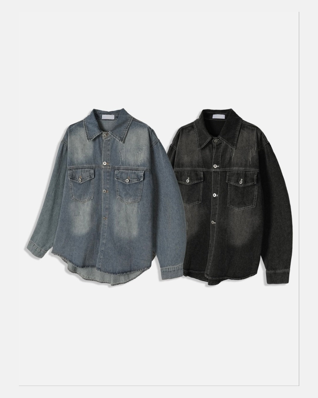 (UNISEX) Scratch Denim Shirts Jacket