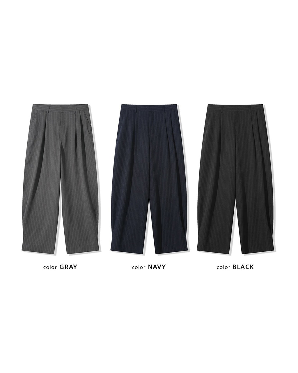 (UNISEX) Pintuck Stripe Wide Slacks