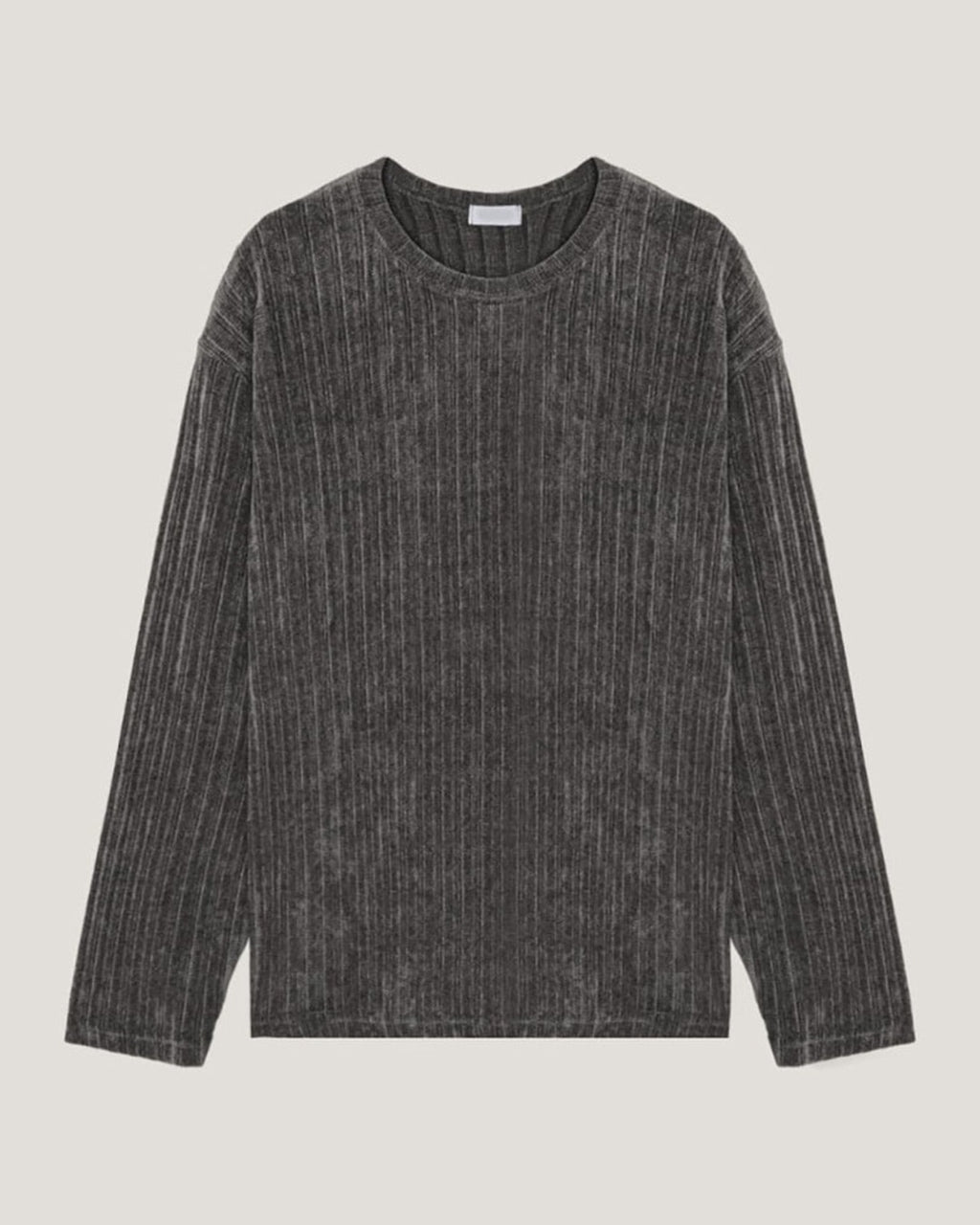 (UNISEX) Velour Ribbed Round Long Sleeve