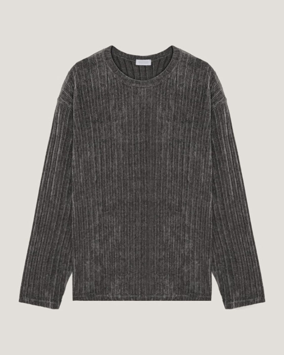 (UNISEX) Velour Ribbed Round Long Sleeve