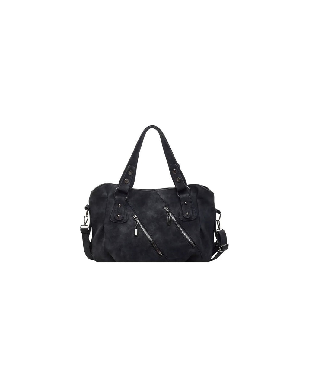 (UNISEX) Diagonal Zip Leather Tote Bag