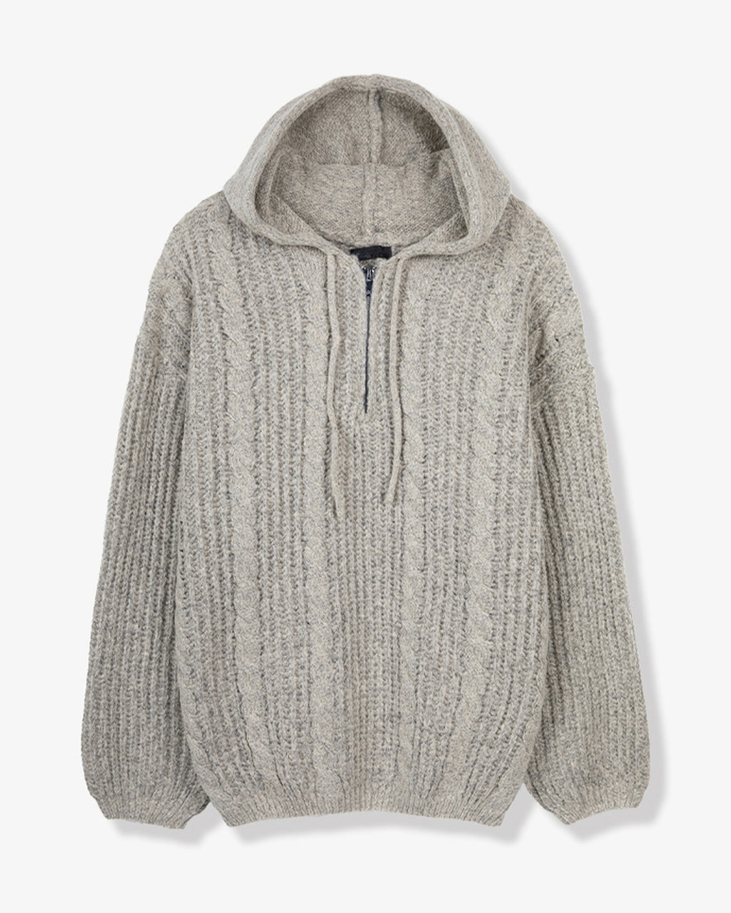 (UNISEX) Follow Half Zip Cable Knit Hoodie