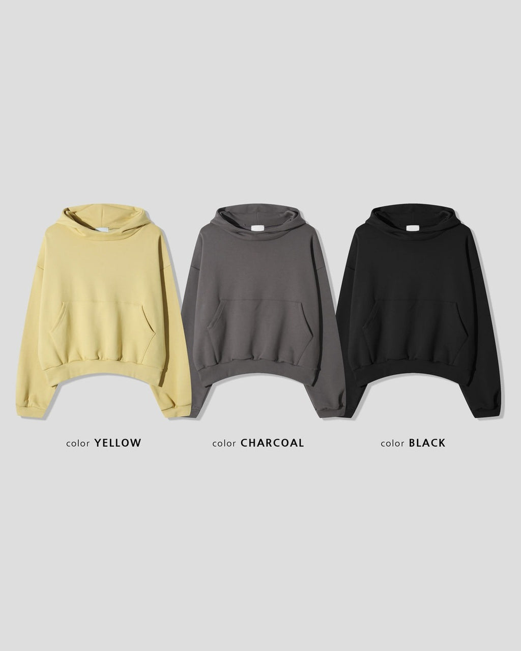 (UNISEX) Half High Neck Crop Hoodie