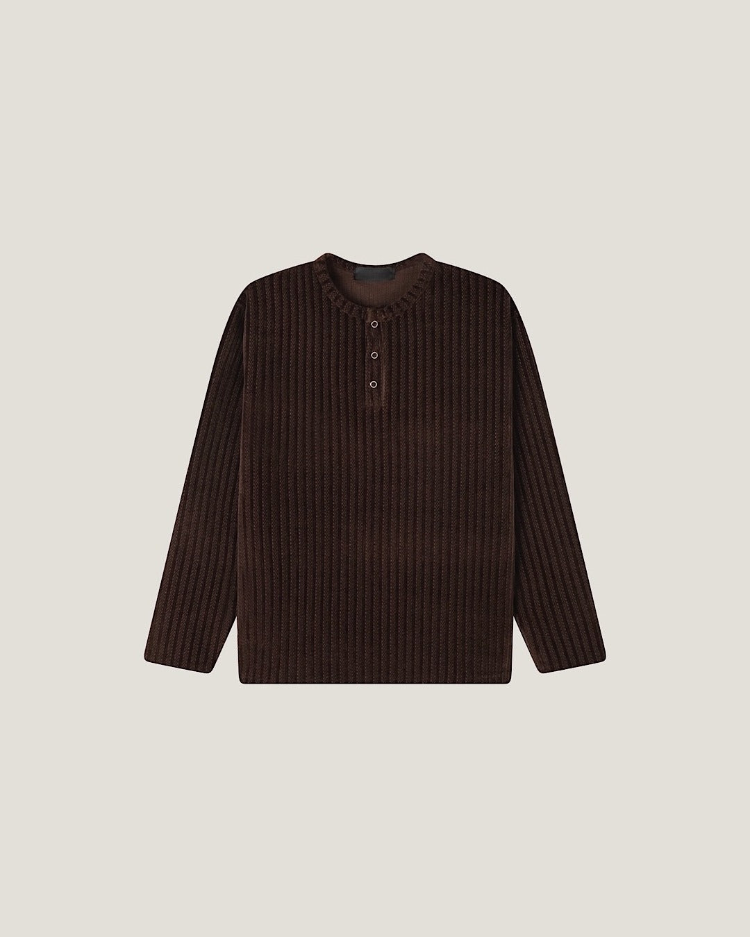 (M's) Velour Henley Neck Long Sleeve