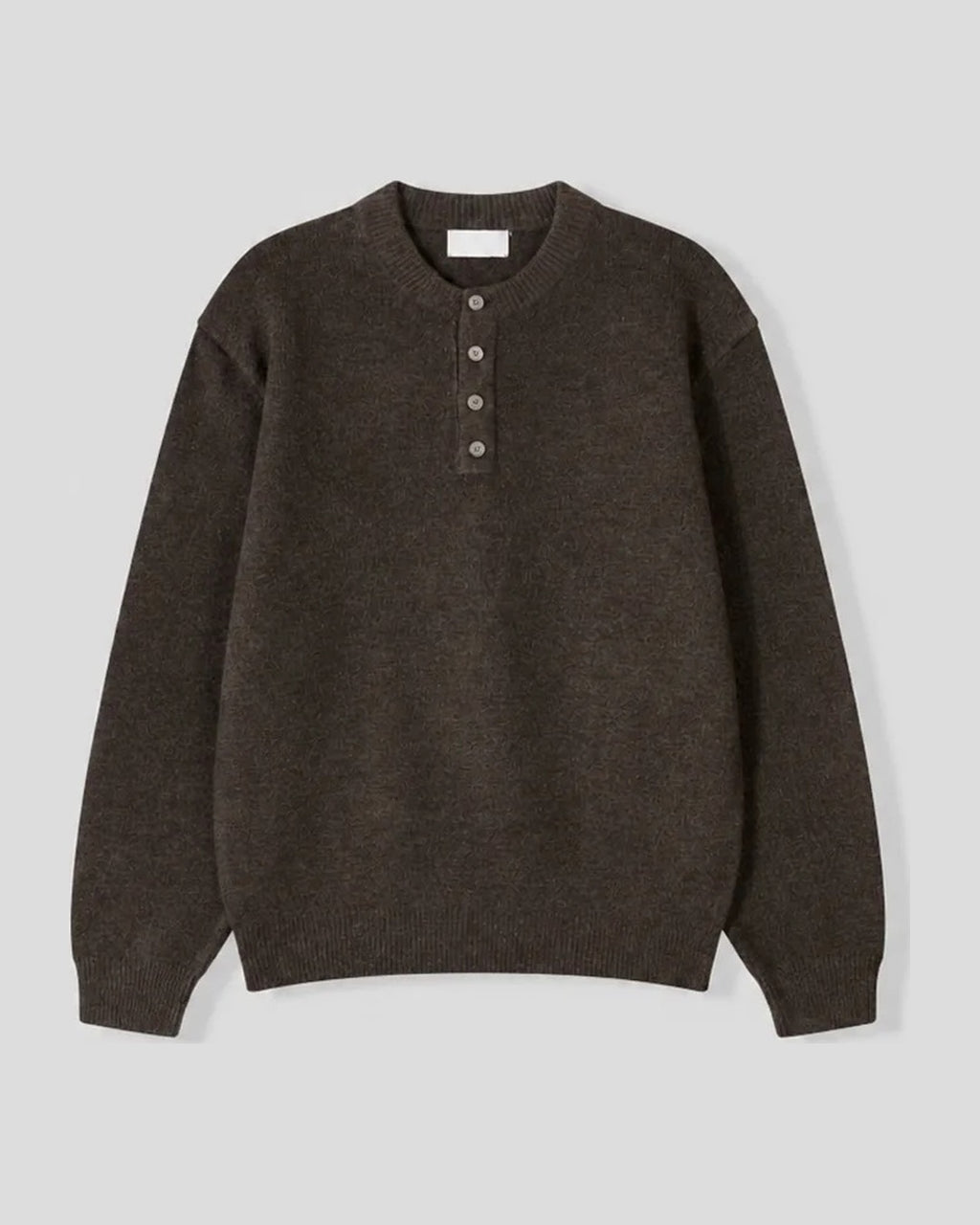 (UNISEX) Pone Henley Neck Wool Mix Knit