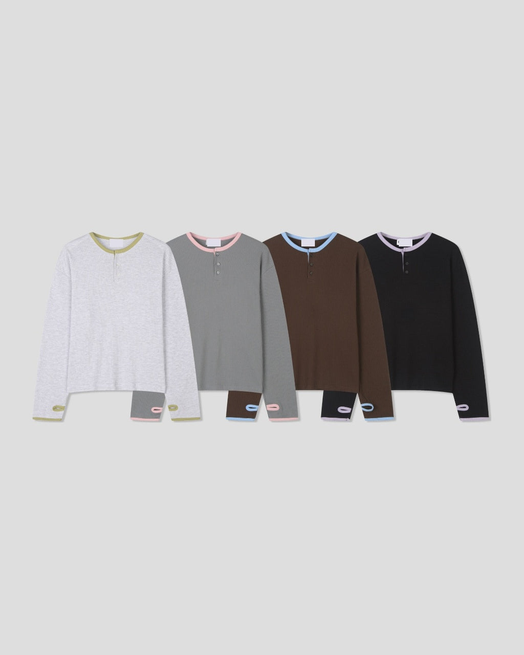 (UNISEX) Henley Neck Waffle Warmer Tee