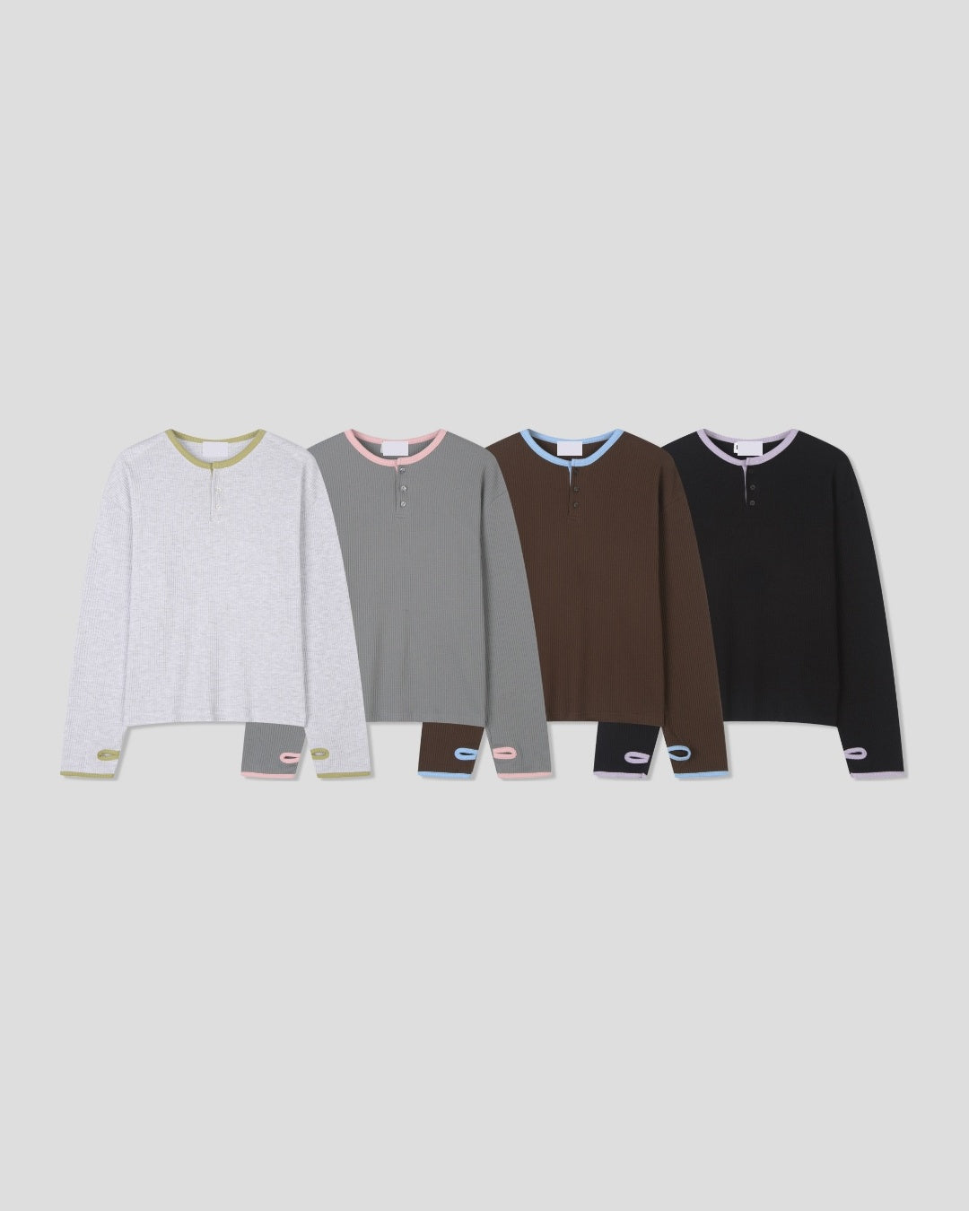 (UNISEX) Henley Neck Waffle Warmer Tee