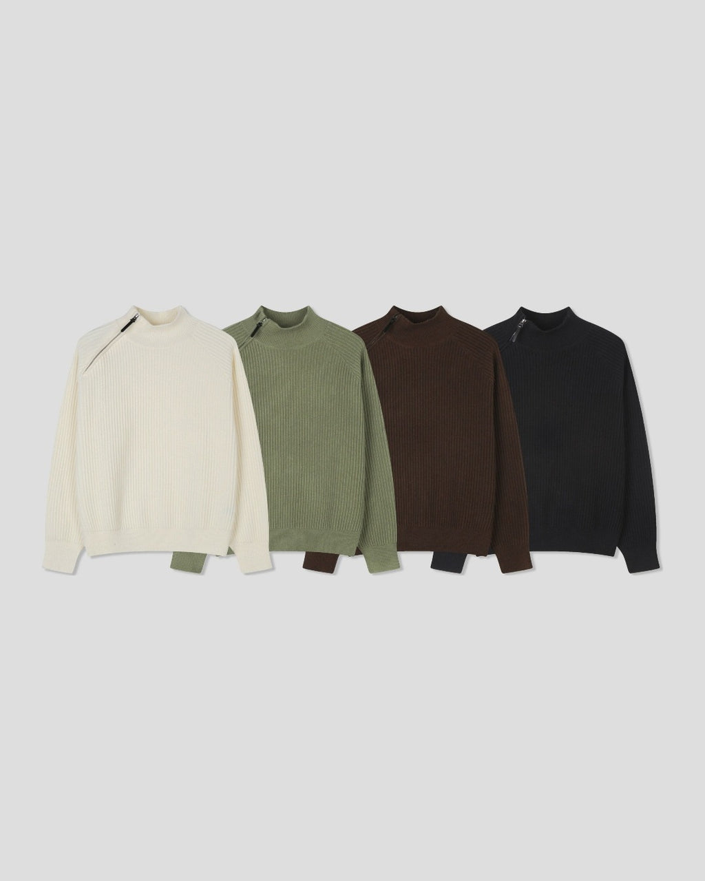 (UNISEX) Shoulder Half Zip-Up Raglan Knit