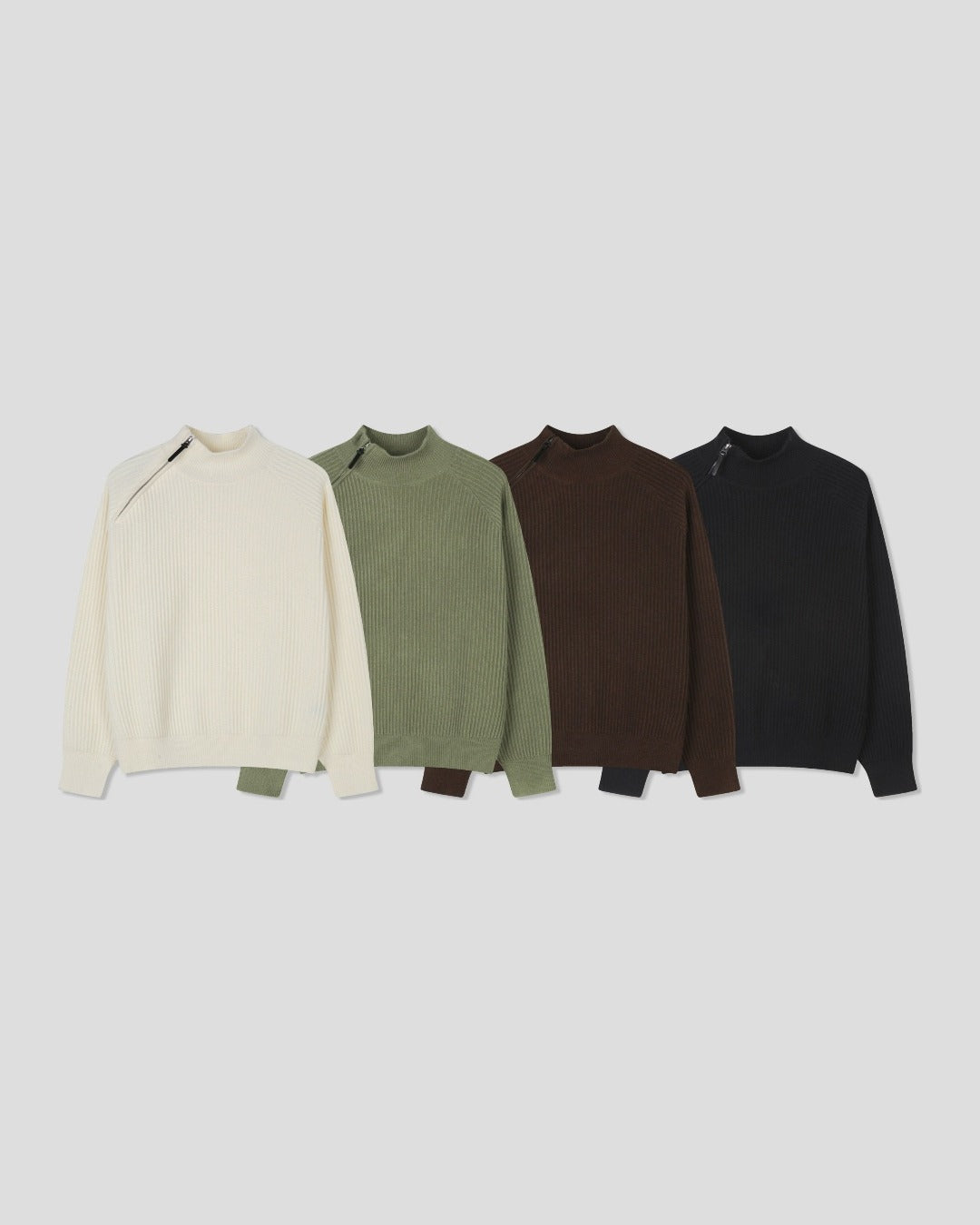 (UNISEX) Shoulder Half Zip-Up Raglan Knit