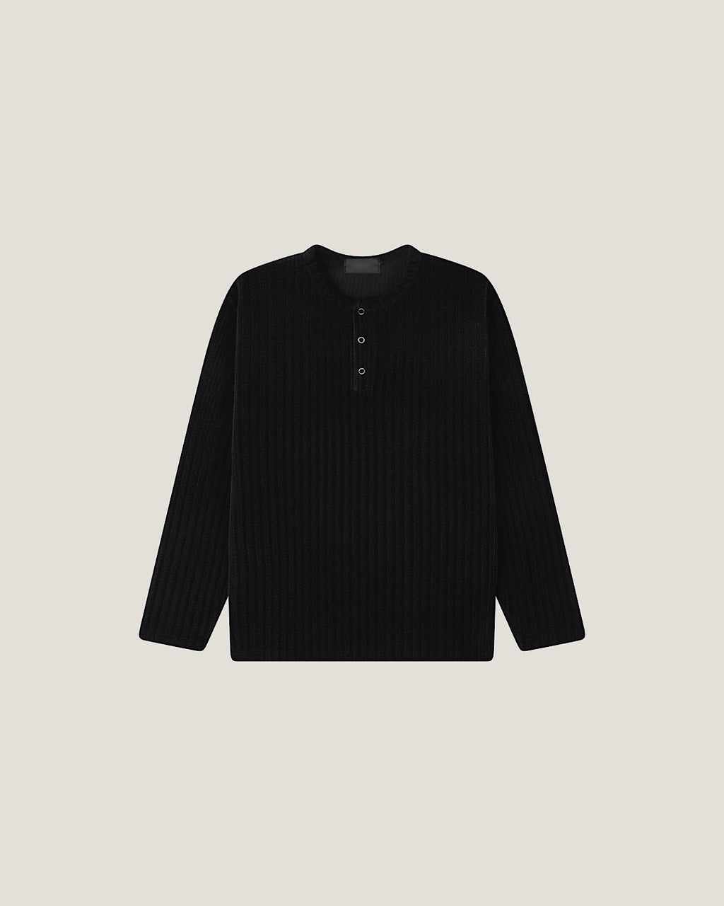 (M's) Velour Henley Neck Long Sleeve