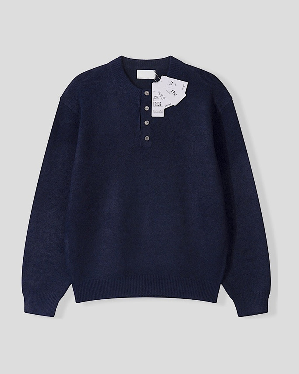 (UNISEX) Pone Henley Neck Wool Mix Knit