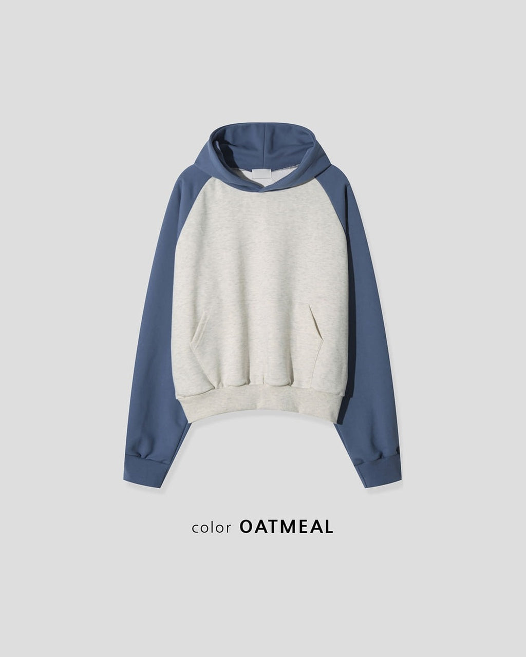 (UNISEX) Raglan Color Block Crop Hoodie