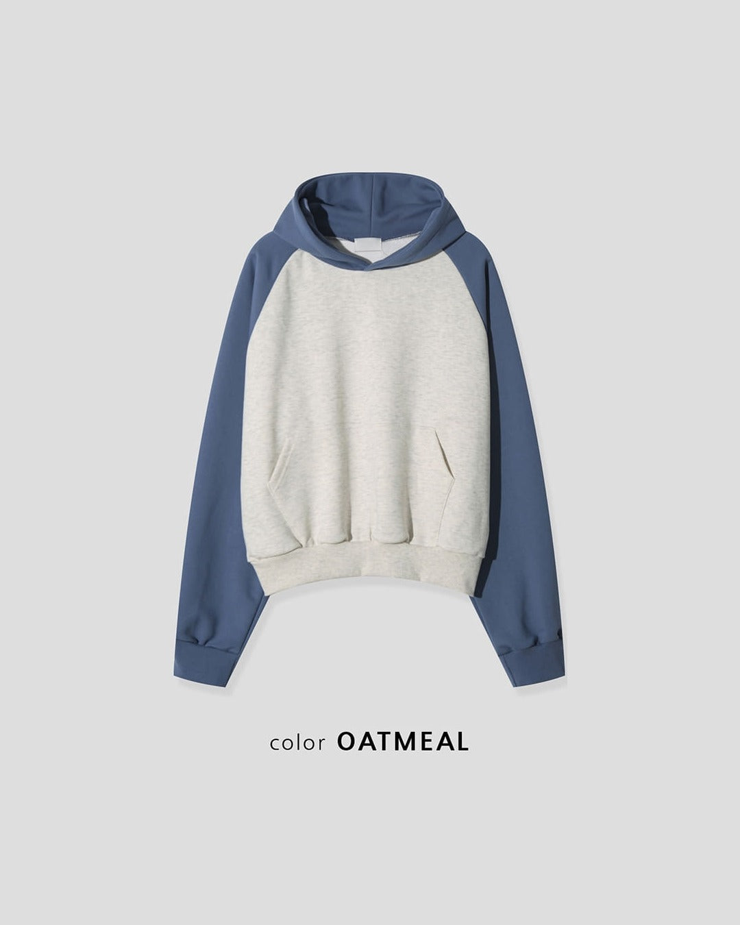(UNISEX) Raglan Color Block Crop Hoodie