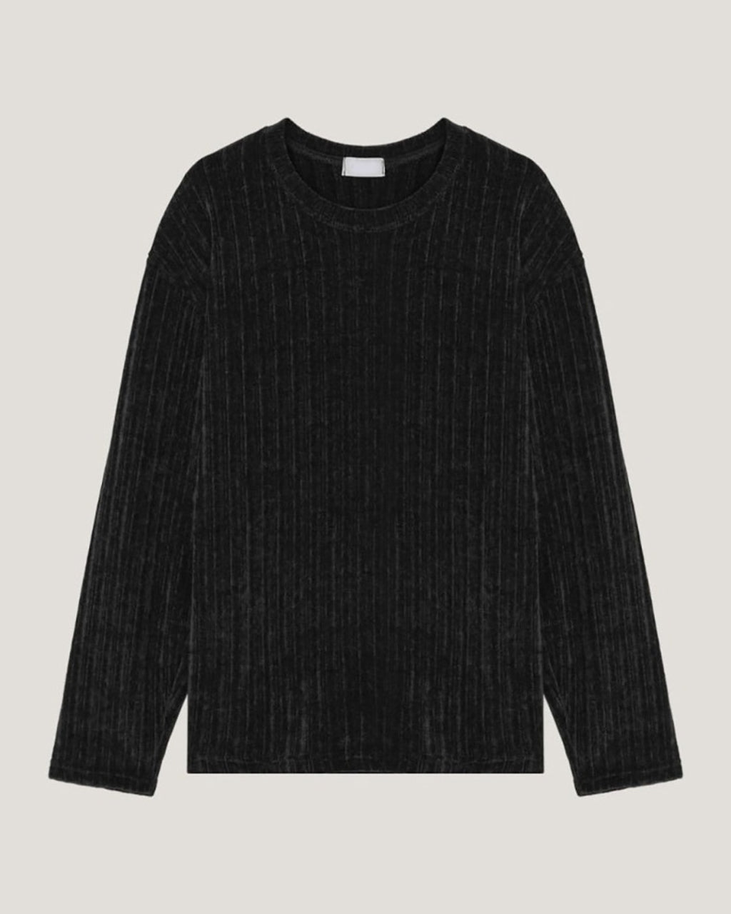 (UNISEX) Velour Ribbed Round Long Sleeve