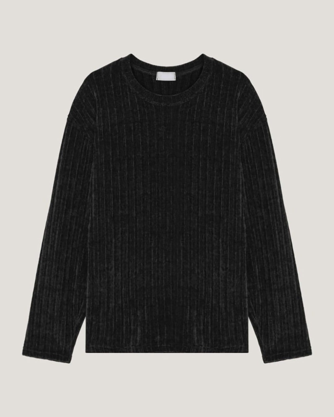 (UNISEX) Velour Ribbed Round Long Sleeve