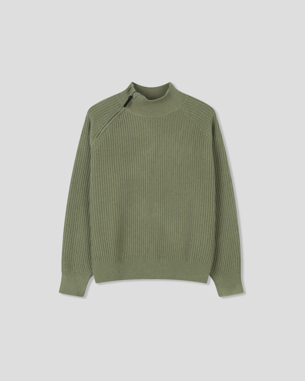 (UNISEX) Shoulder Half Zip-Up Raglan Knit