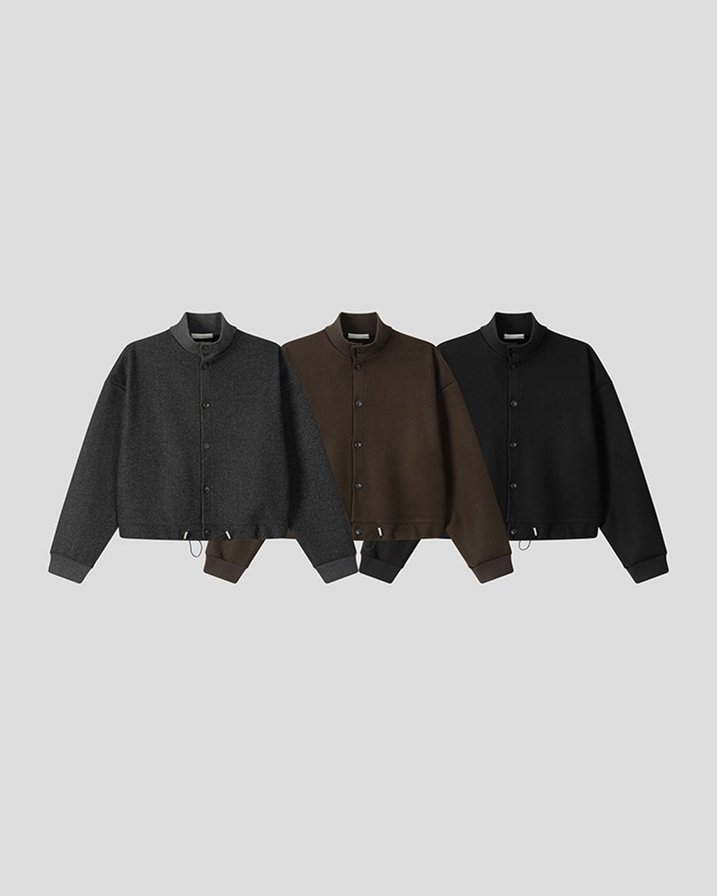 (UNISEX) Suede-Touch High Neck Cardigan