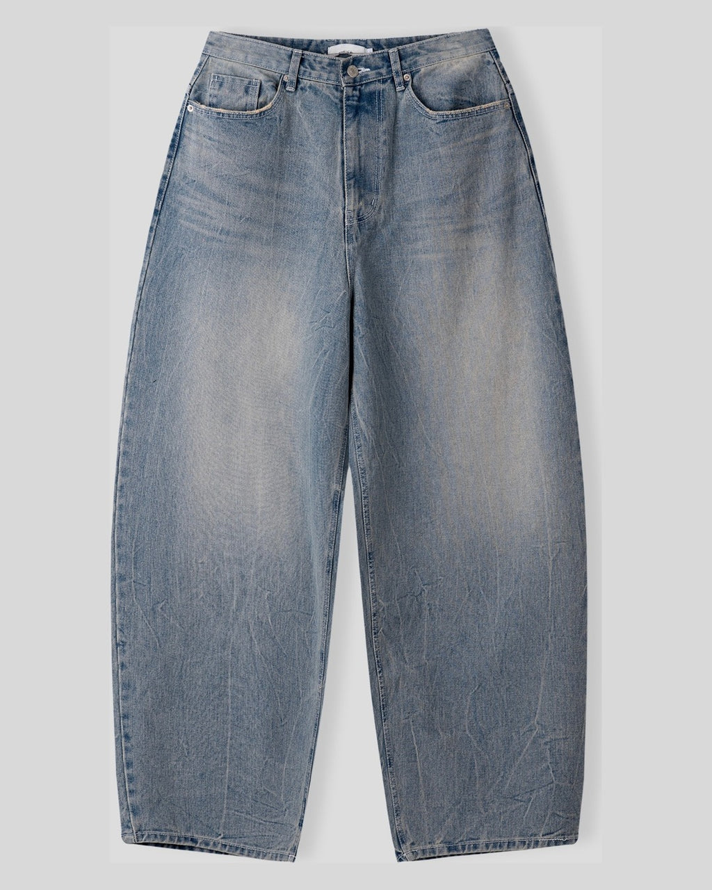 (UNISEX) Fringe Pocket Crack Washed Jeans
