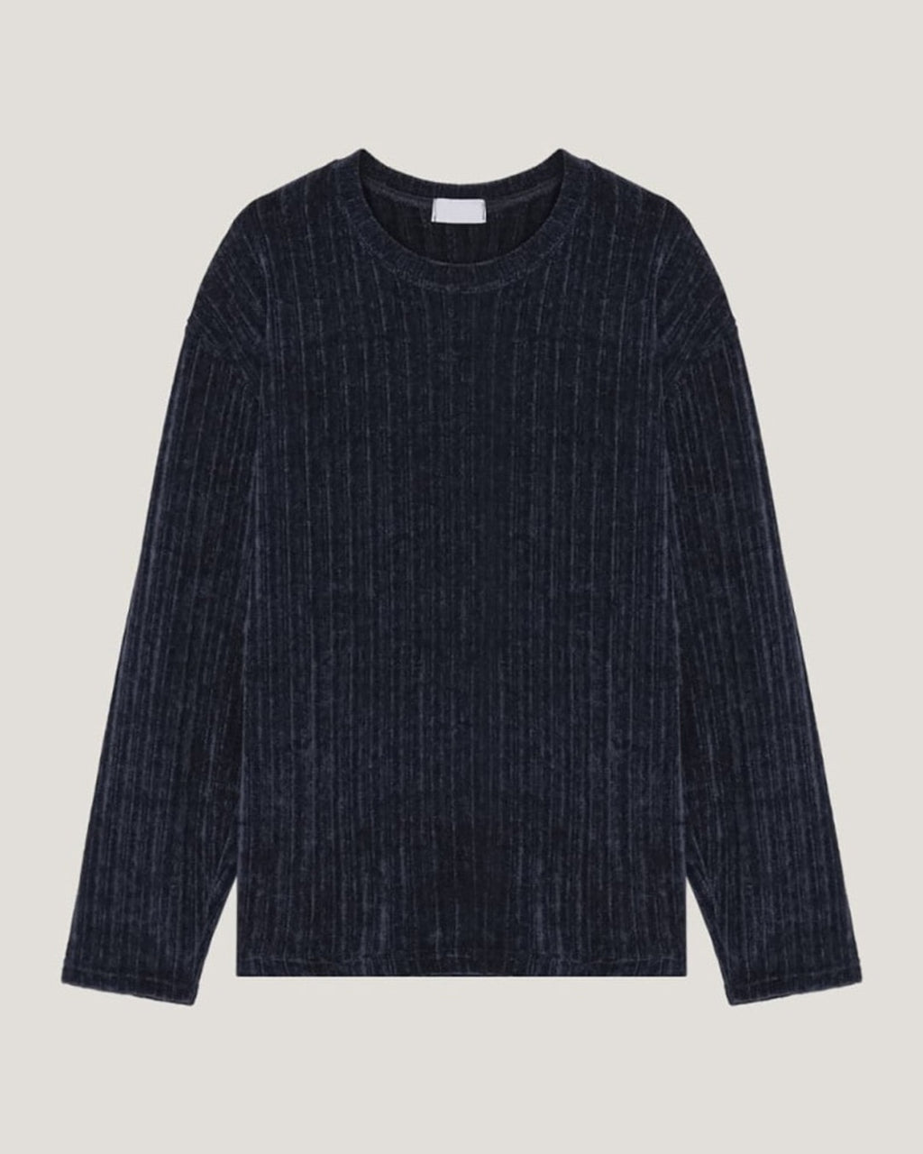(UNISEX) Velour Ribbed Round Long Sleeve