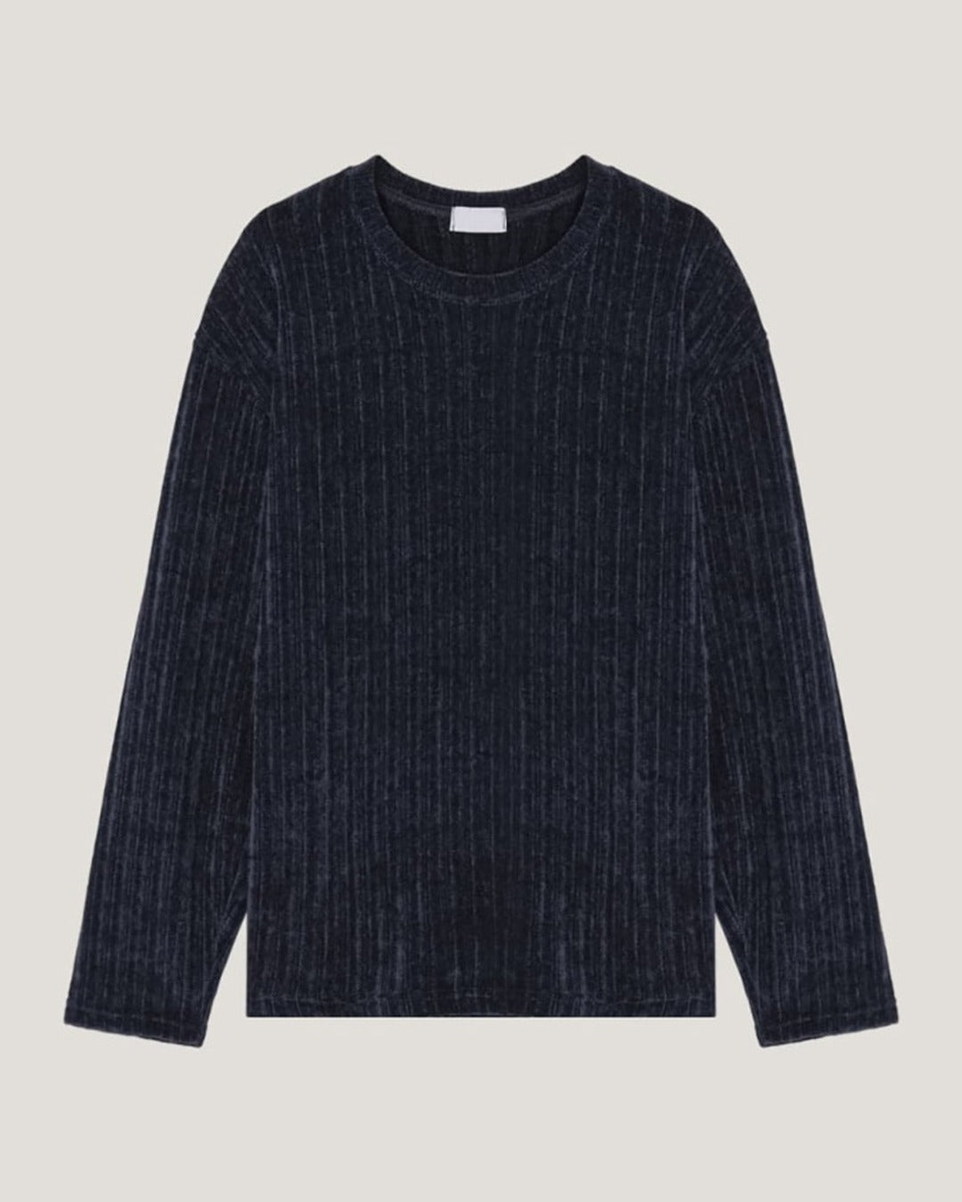 (UNISEX) Velour Ribbed Round Long Sleeve