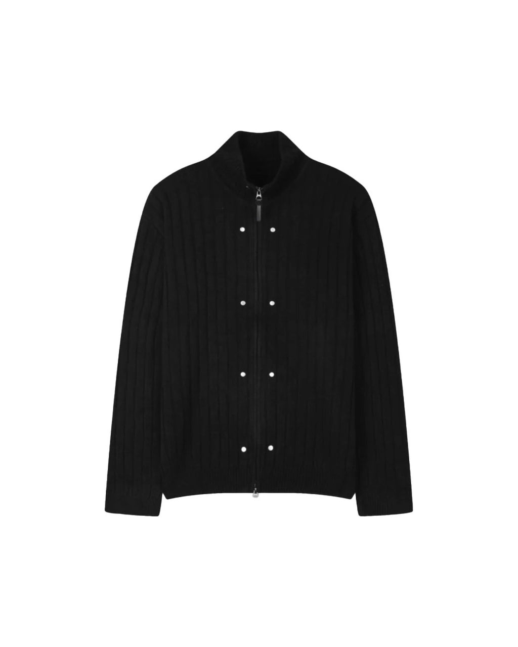 (UNISEX) Rivet Ribbed Knit Zip-Up