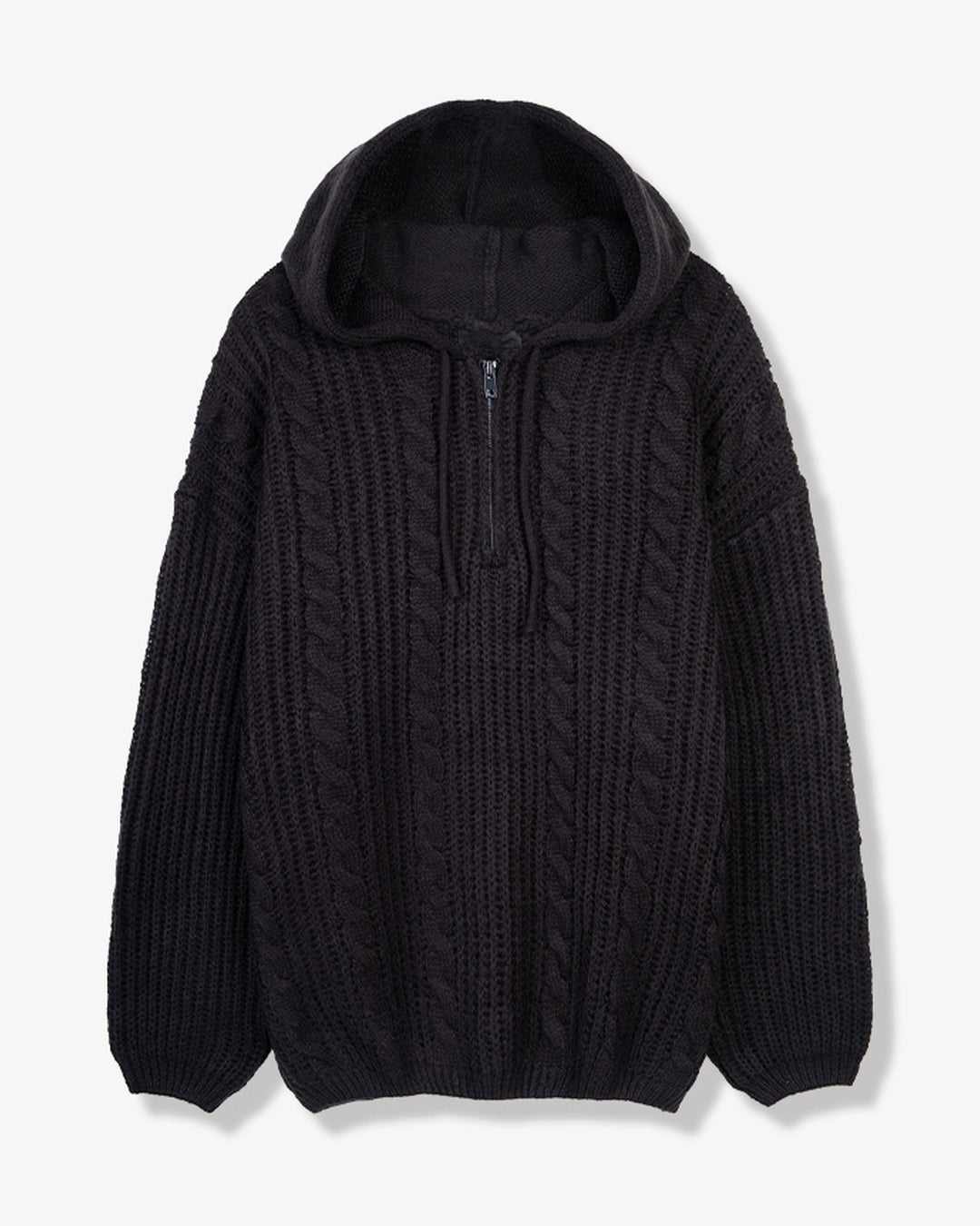 (UNISEX) Follow Half Zip Cable Knit Hoodie