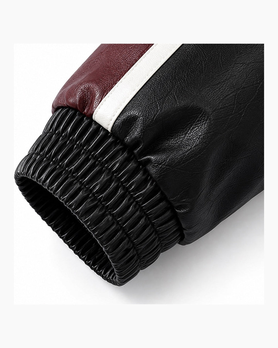 (UNISEX) Racing Contrast Cropped Faux Leather Jacket