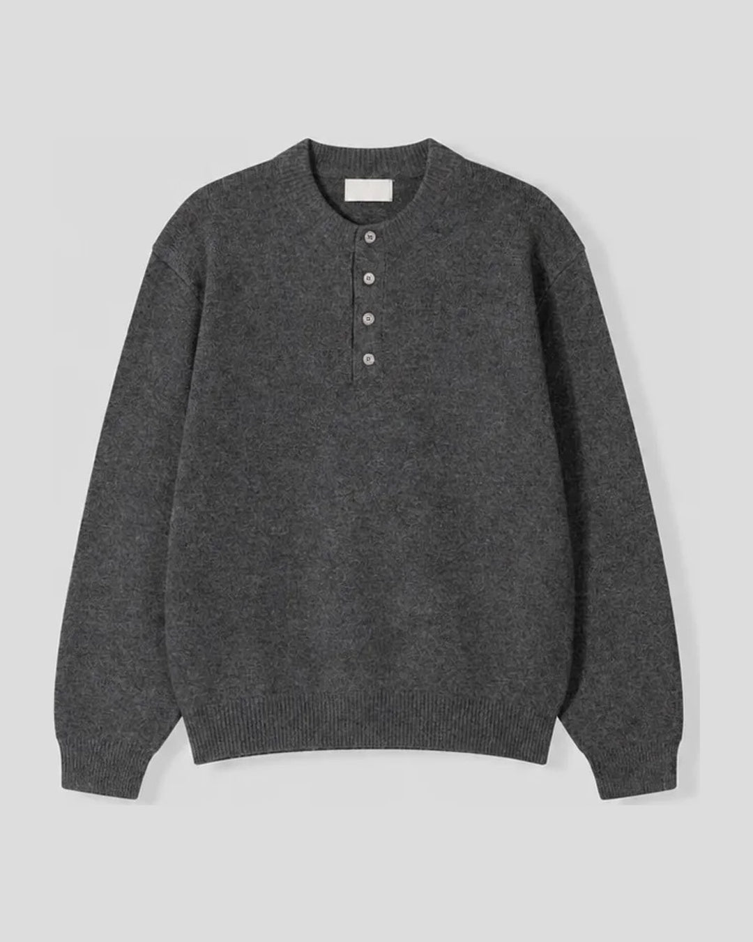 (UNISEX) Pone Henley Neck Wool Mix Knit