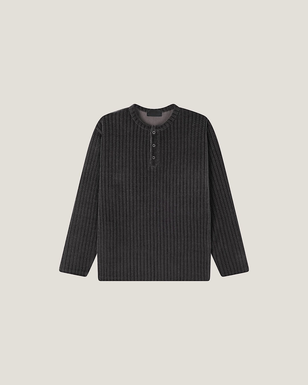 (M's) Velour Henley Neck Long Sleeve