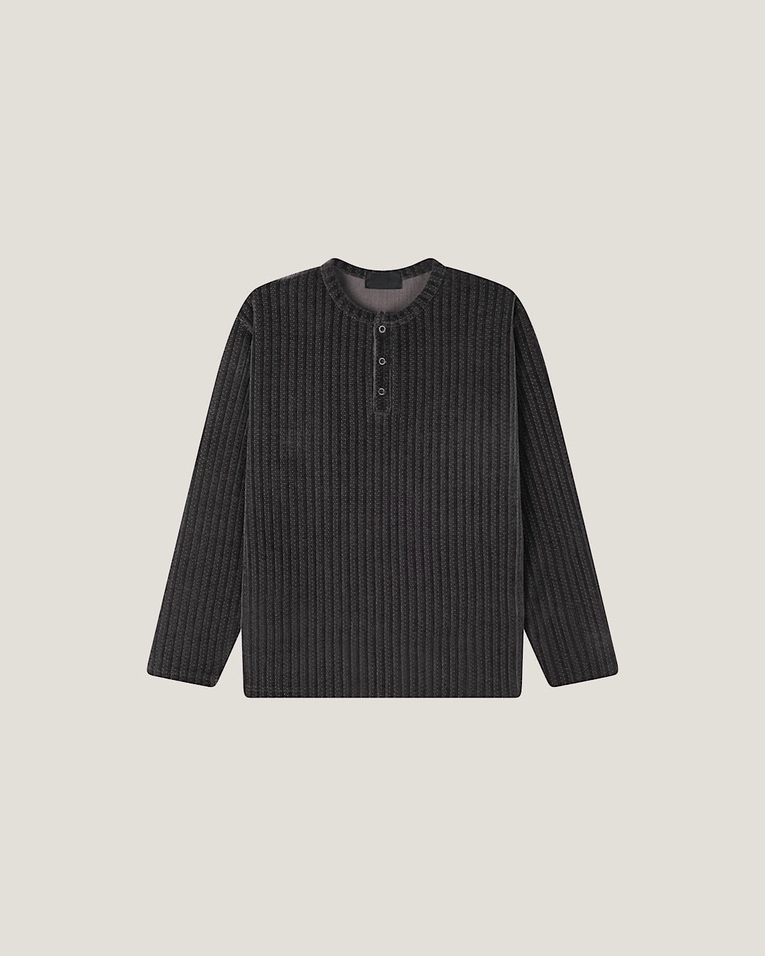 (M's) Velour Henley Neck Long Sleeve