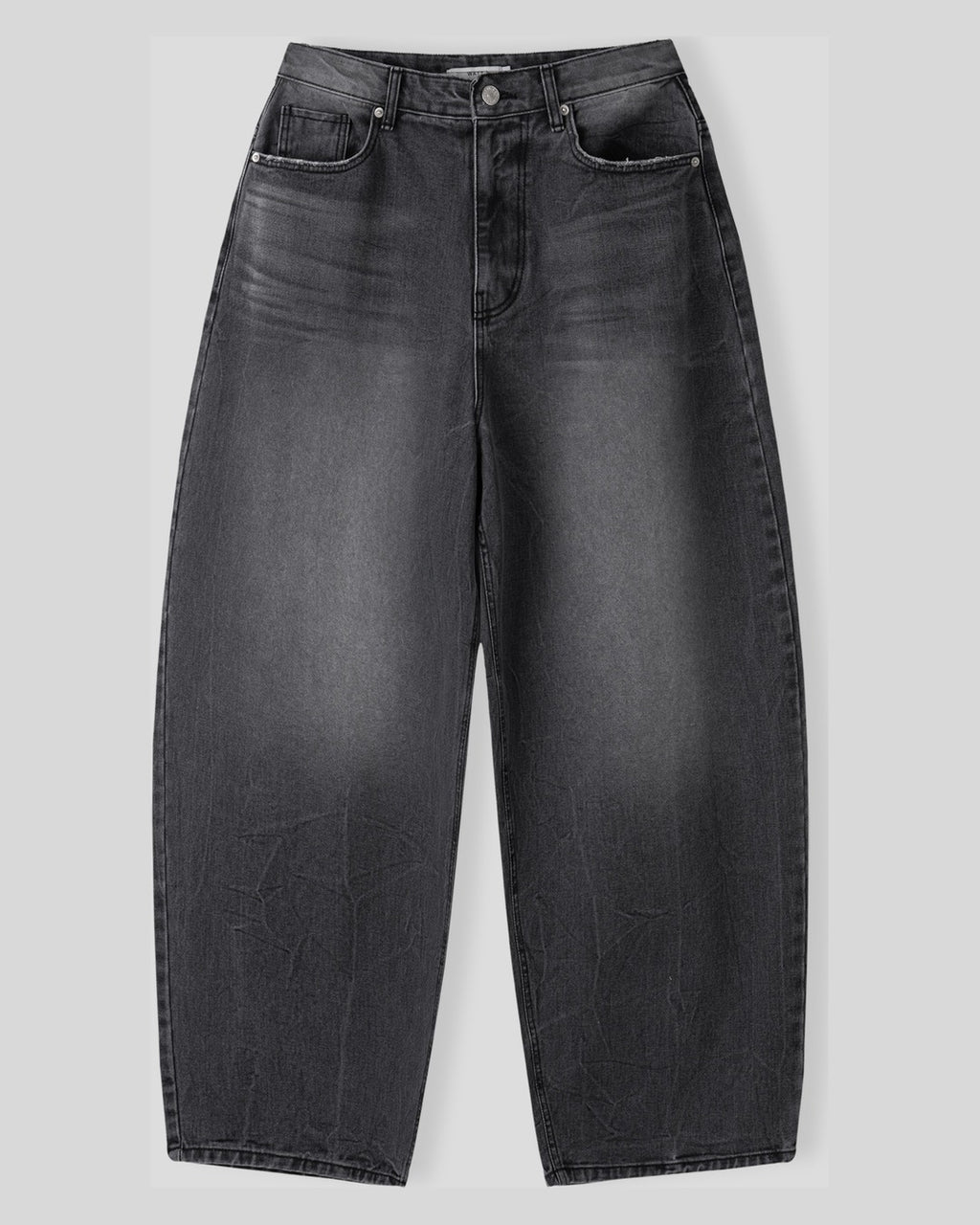 (UNISEX) Fringe Pocket Crack Washed Jeans