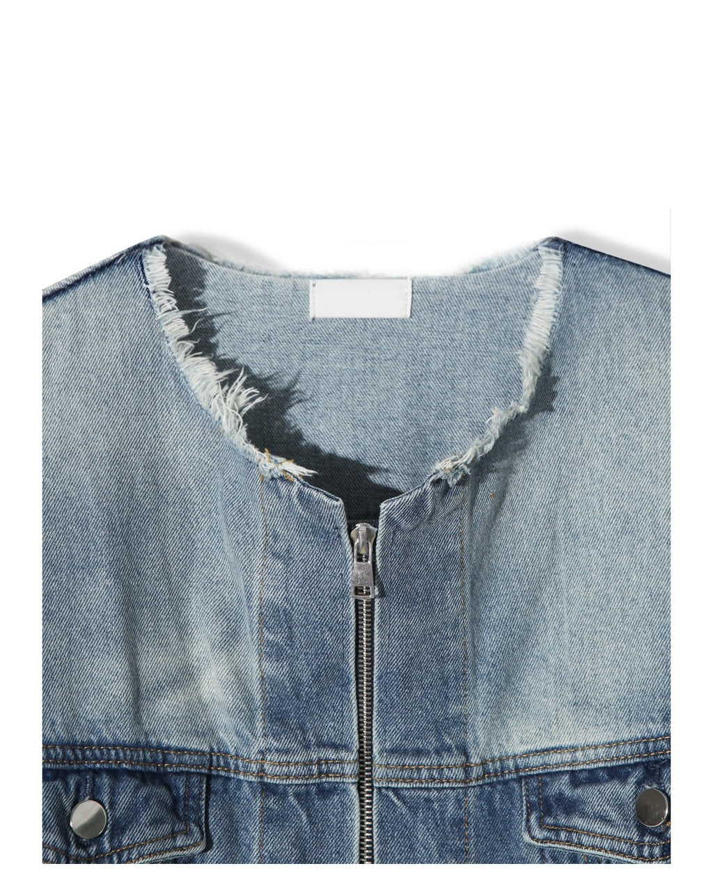 (UNISEX) No-Collar Over Denim Jacket