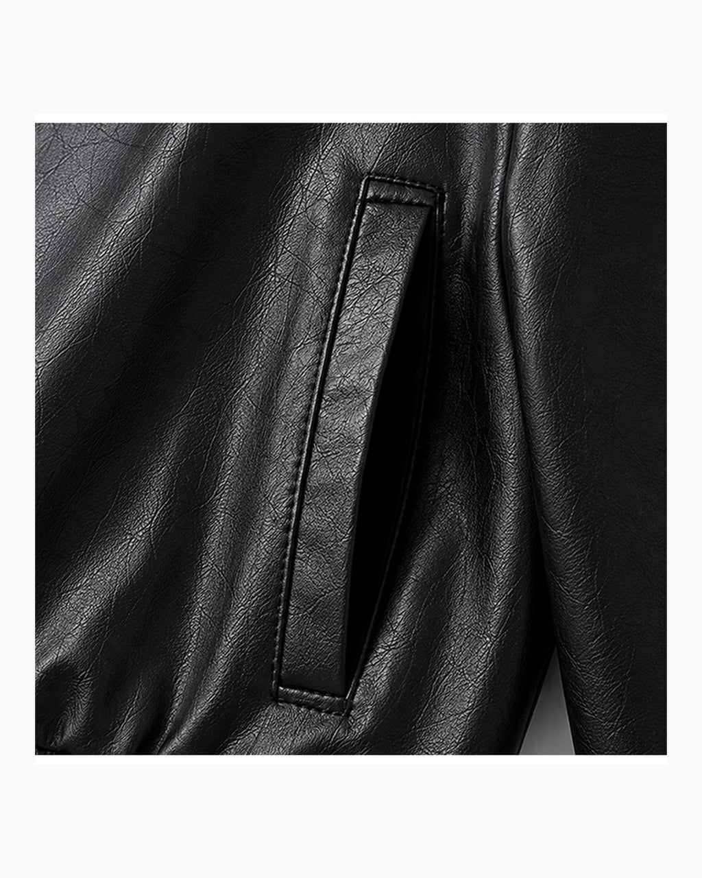 (UNISEX) Racing Contrast Cropped Faux Leather Jacket