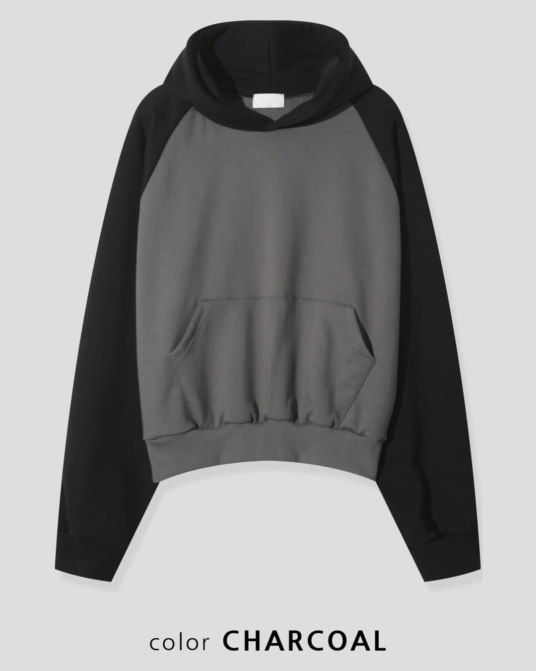 (UNISEX) Raglan Color Block Crop Hoodie