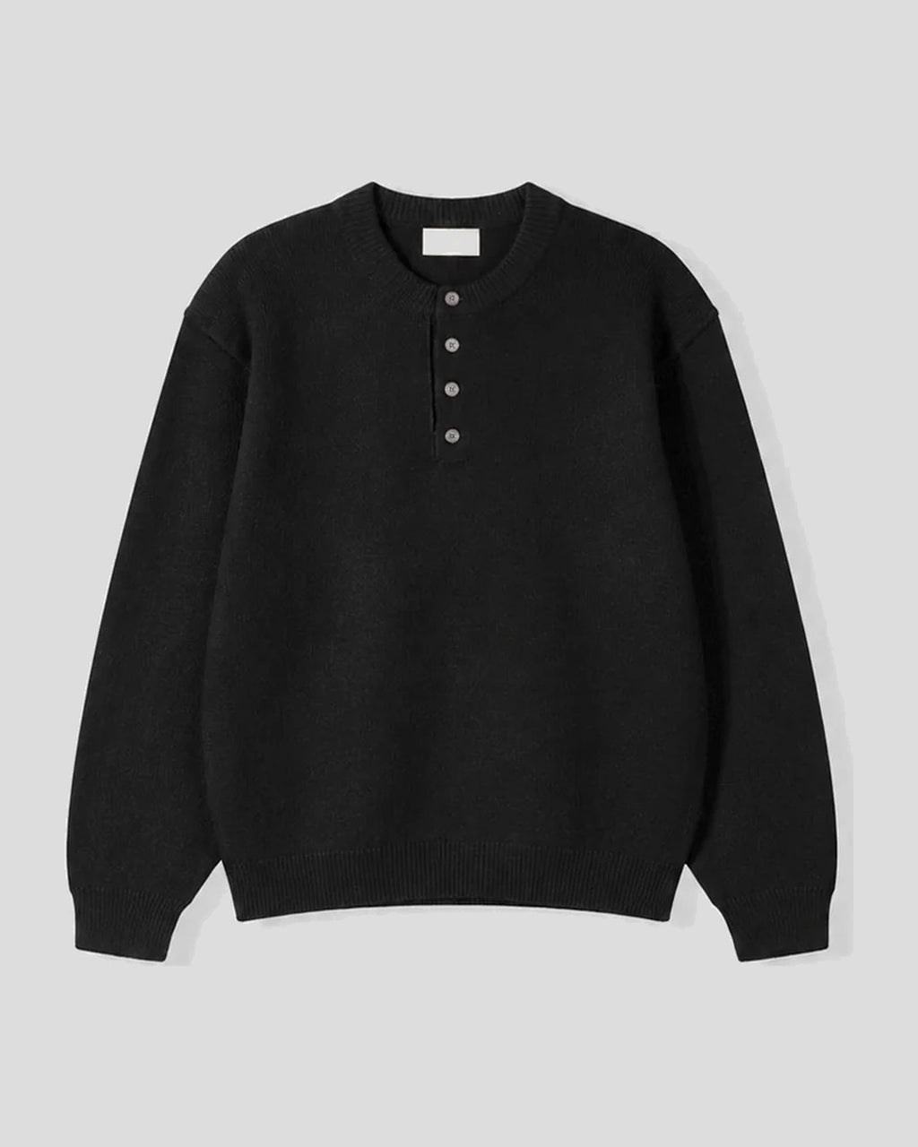 (UNISEX) Pone Henley Neck Wool Mix Knit