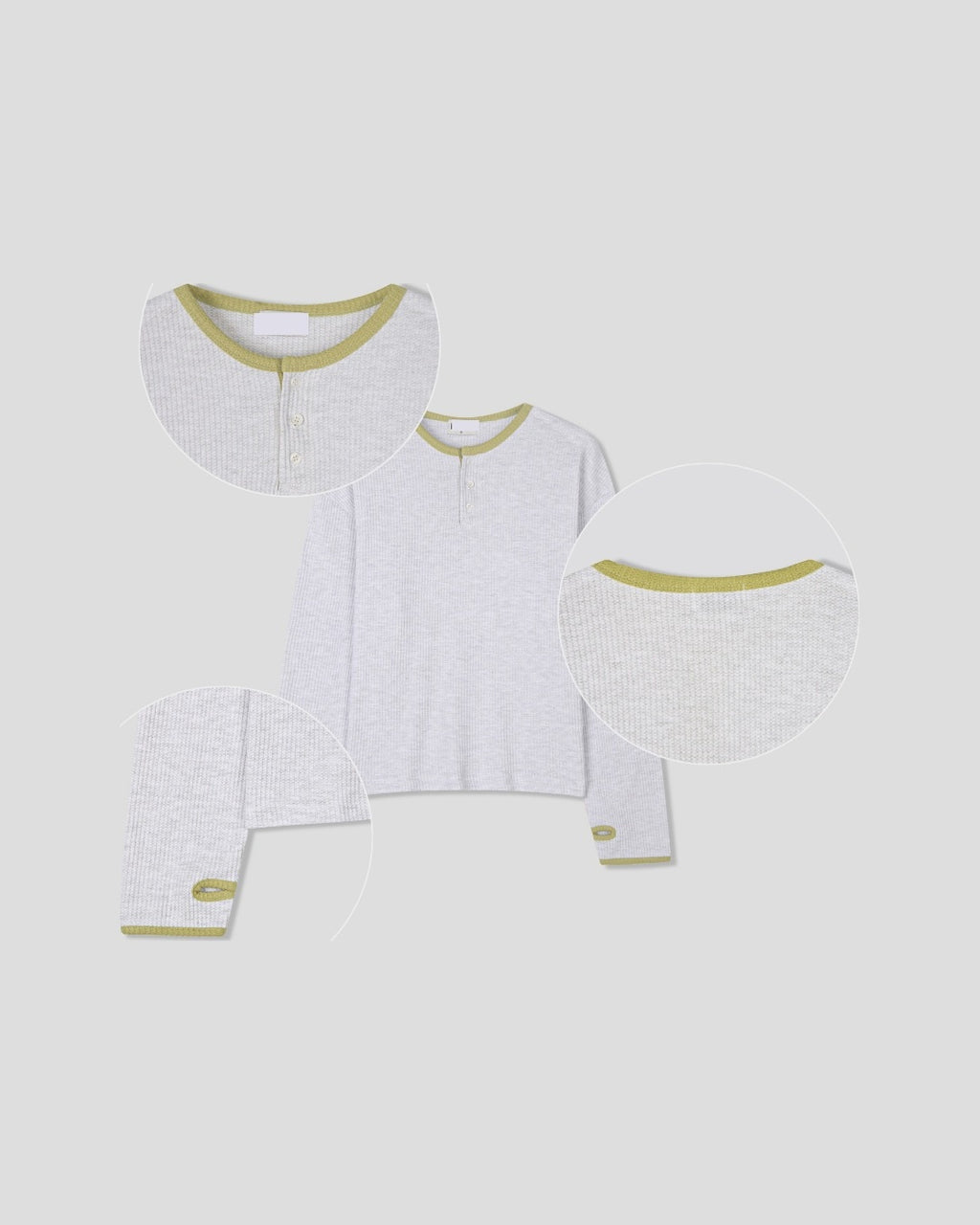 (UNISEX) Henley Neck Waffle Warmer Tee