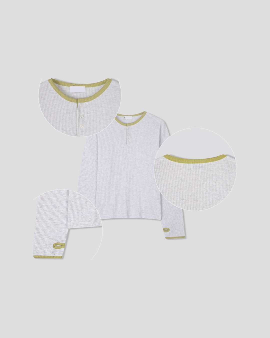 (UNISEX) Henley Neck Waffle Warmer Tee
