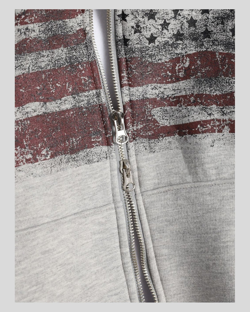 (UNISEX) USA Flag Fur Hood Zip-up